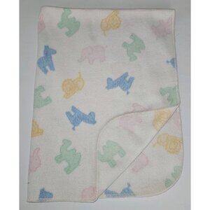 VTG 15582 Baby Blanket Pastel Animals Camel Lion Elephant Zebra Springs Ind RARE